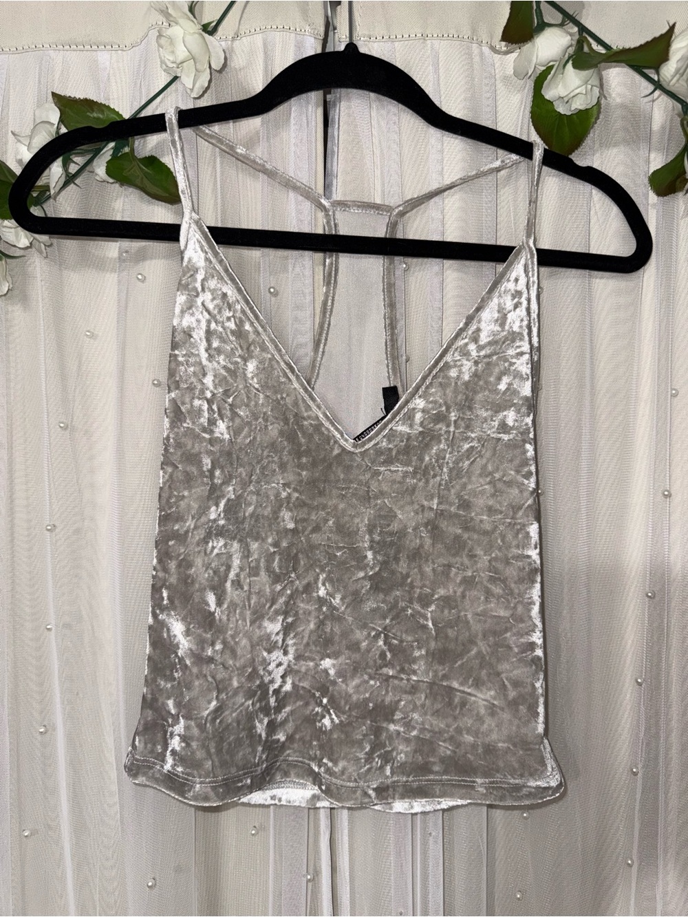 New grey velvet top
